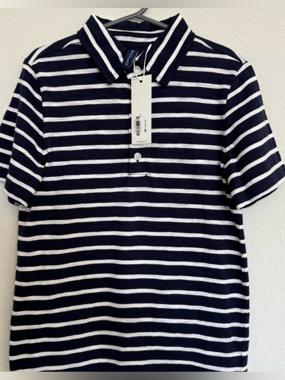 Janie & Jack Children's Navy & White Stripe Polo Shirt -size 7